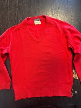 Thane Red V-Neck Vintage Scottish Cashmere Sweater - Women's Lightweight Knit